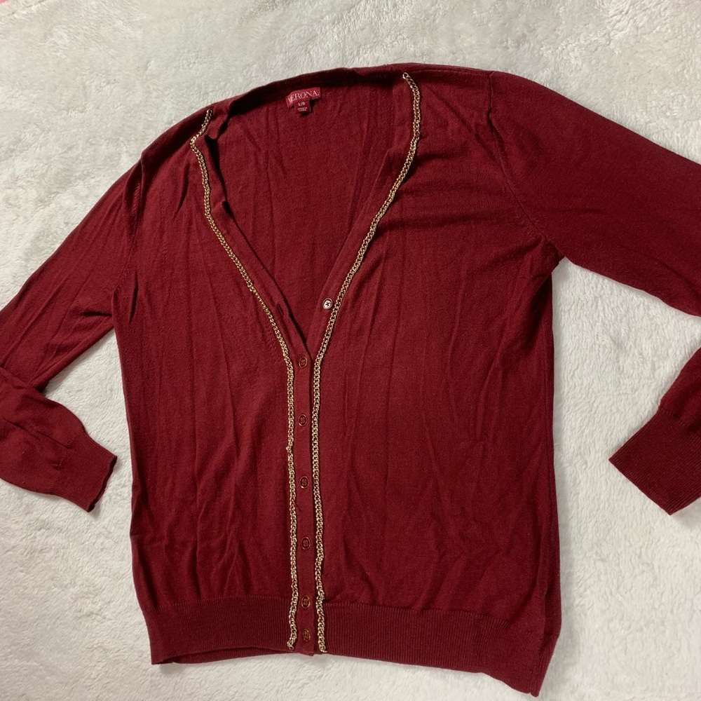 Merona Maroon Cardigan Size Large